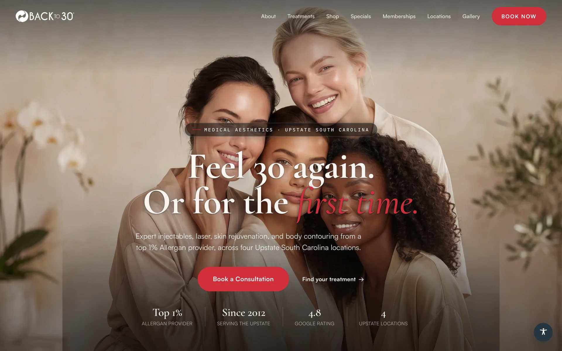 Back to 30 medical aesthetics website, desktop view