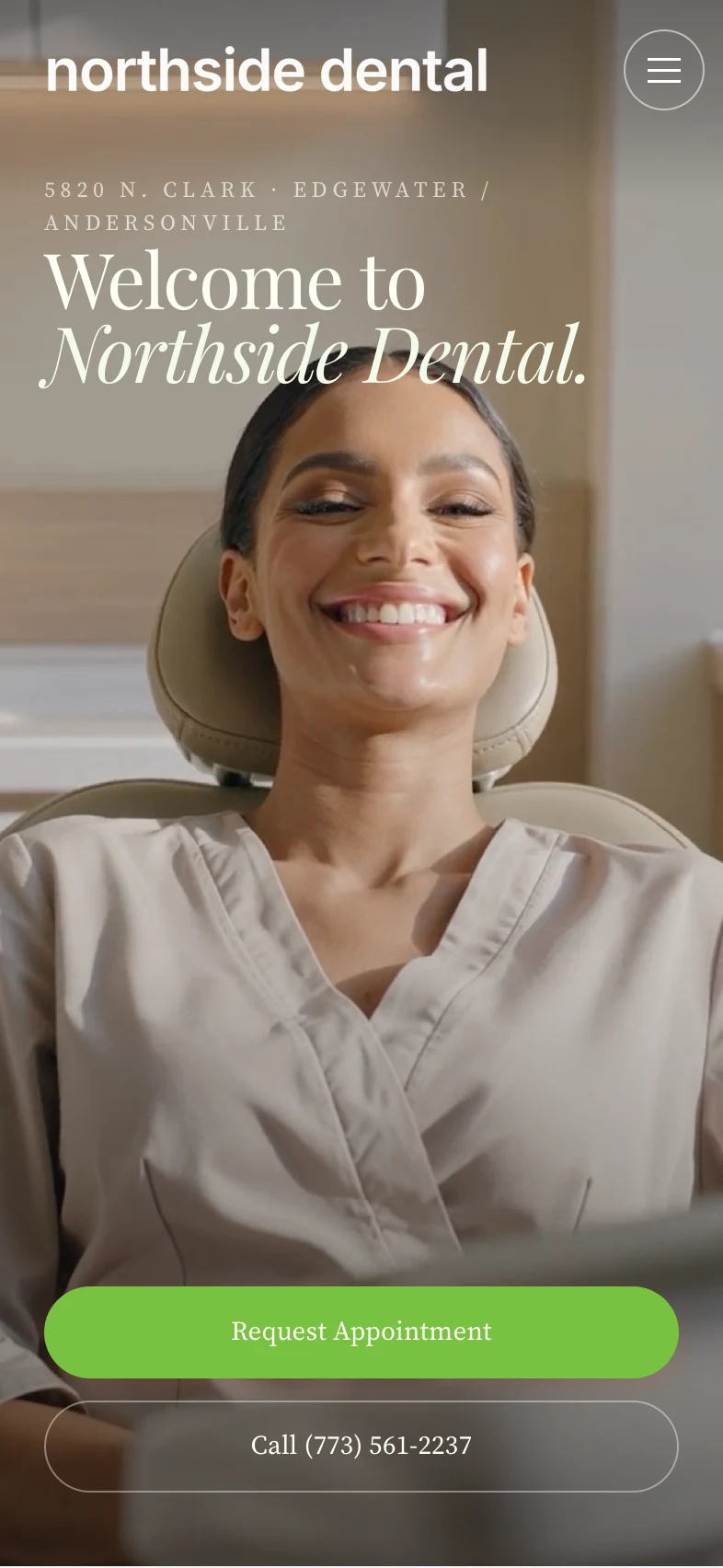 Northside Dental website on a phone