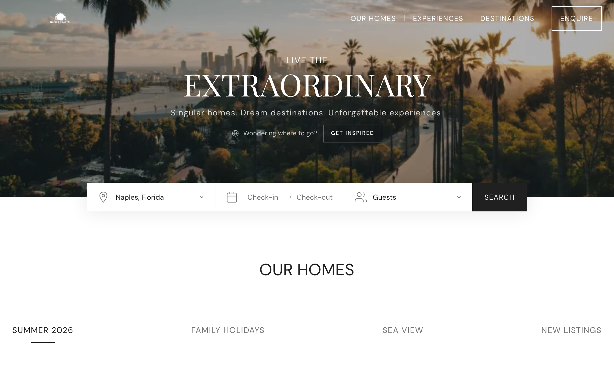 Naples Coastal Vacations website mockup